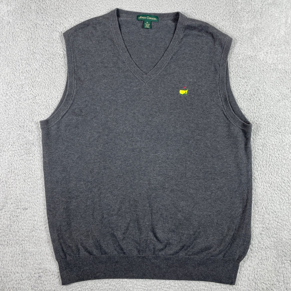 Amen Corner Masters Golf Sweater Vest Mens XL Gray Pima Cotton V-Neck‎ Knit